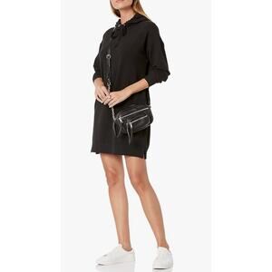 D102: The Drop Iona Black XXS hooded sweatshirt dress